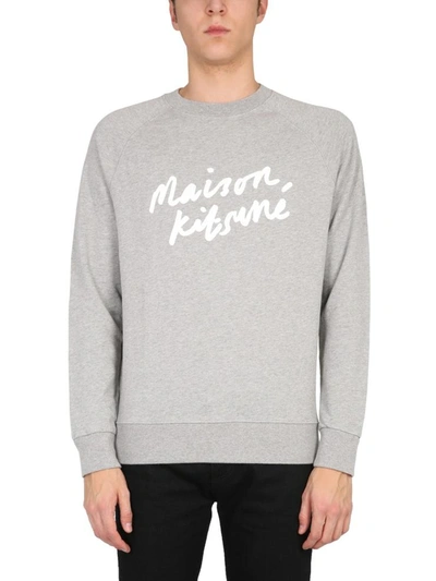 Shop Maison Kitsuné Crew Neck Sweatshirt In Grey