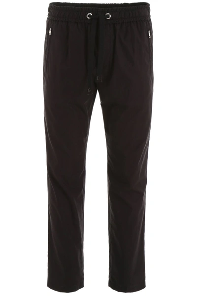 Shop Dolce & Gabbana Joggers With Side Bands In Nero