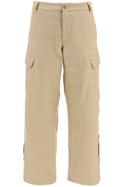 Shop Jacquemus Checkered Cargo Pants In Beige Check