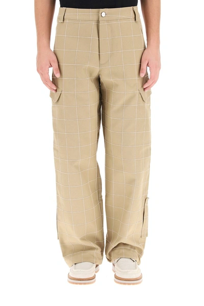 Shop Jacquemus Checkered Cargo Pants In Beige Check