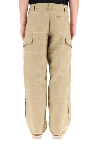 Shop Jacquemus Checkered Cargo Pants In Beige Check