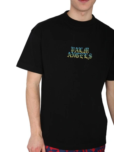 Shop Palm Angels Crew Neck T-shirt In Black