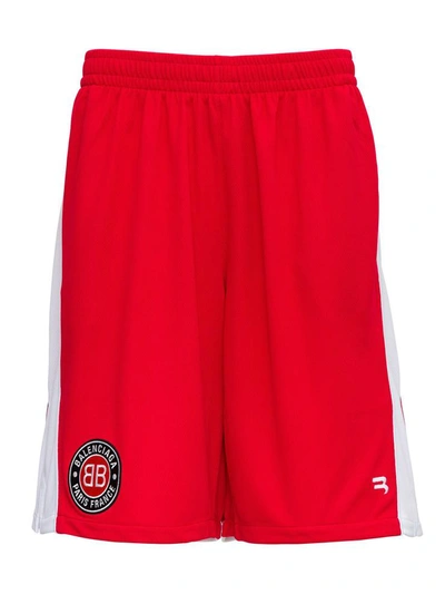 Shop Balenciaga Bb Soccer Shorts In Red