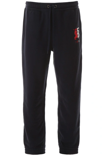 Shop Burberry Marshall Jogger Pants In Navy