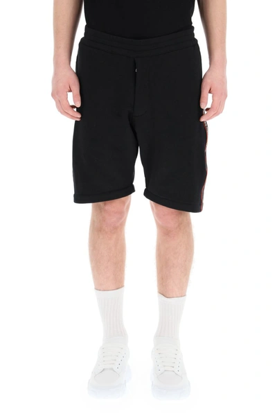 Shop Alexander Mcqueen Bermuda Shorts With Logo Selvedge In Black