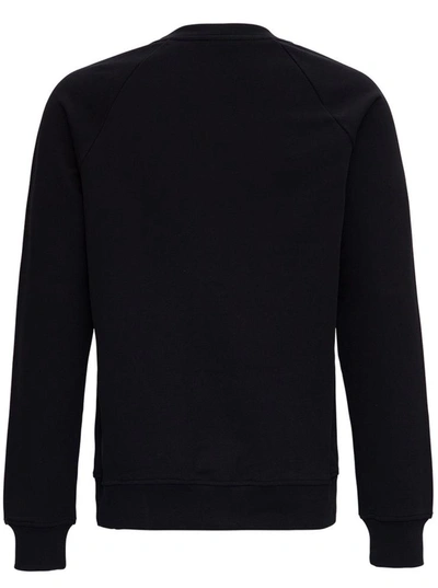 Shop Balmain Cotton Sweatshirt With Tone On Tone Front Logo In Black