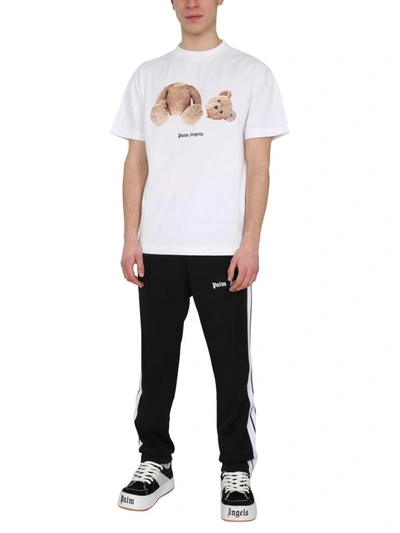 Shop Palm Angels Crew Neck T-shirt In White