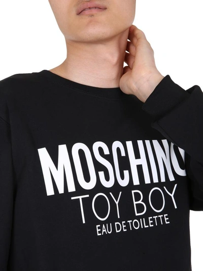Shop Moschino Round Neck Sweatshirt In Black