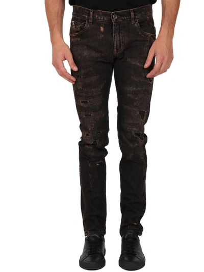 Shop Dolce & Gabbana Patch Denim Brown