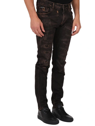 Shop Dolce & Gabbana Patch Denim Brown