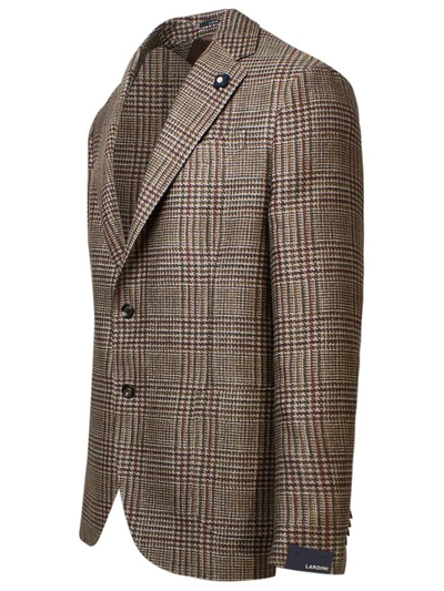 Shop Lardini Blazer Check Beige