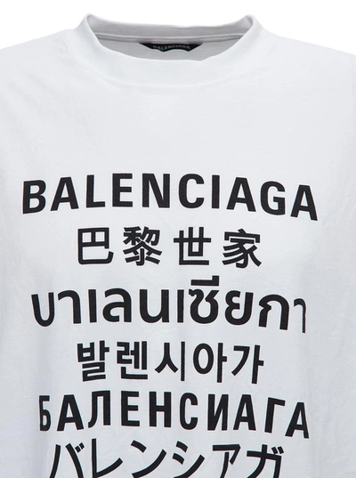 Shop Balenciaga Oversized Cotton T-shirt With Logo Print In White