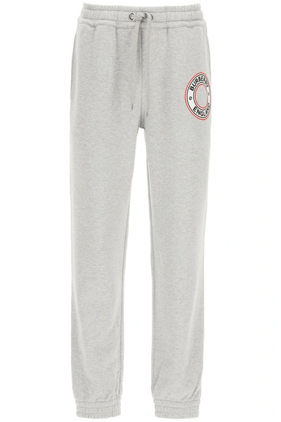 Shop Burberry Addison Jogger Pants In Pale Grey Melange