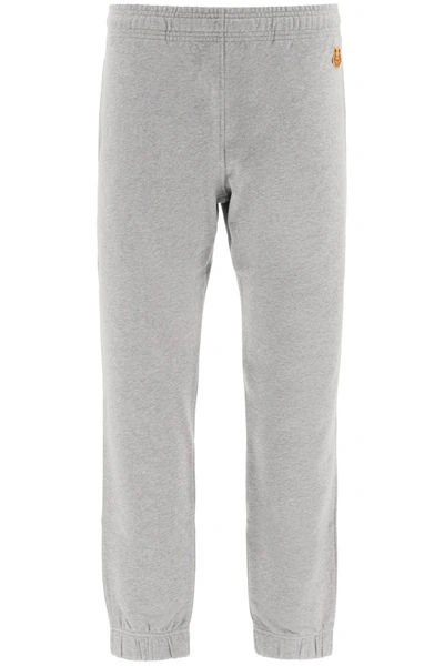 Shop Kenzo Jogger Pants Tiger Patch In Gris Perle