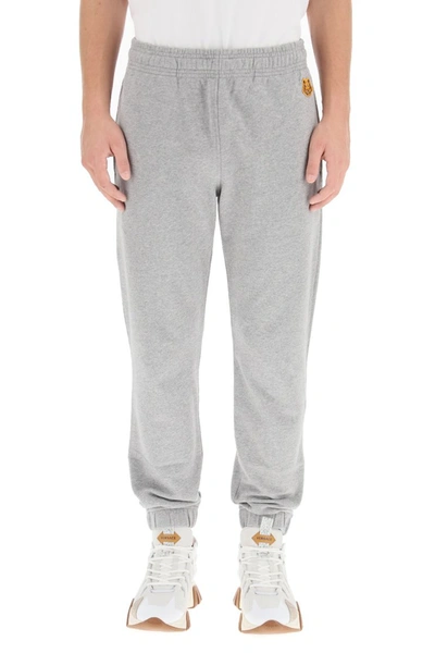 Shop Kenzo Jogger Pants Tiger Patch In Gris Perle