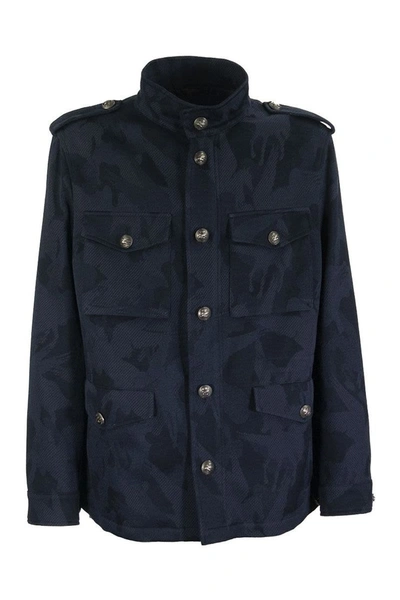 Shop Etro Jersey Jacquard Safari Jacket In Blue