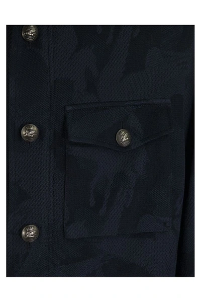Shop Etro Jersey Jacquard Safari Jacket In Blue