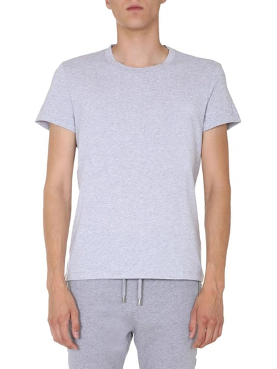 Shop Balmain Crew Neck T-shirt In Grey