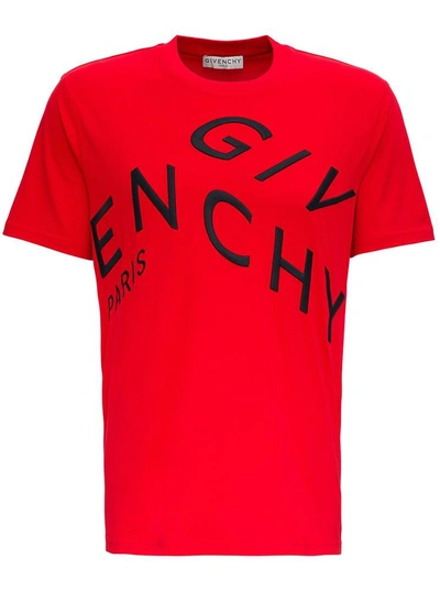 Shop Givenchy Cotton T-shirt With Refracted Logo In Red