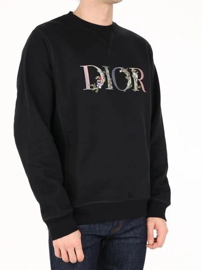 Shop Dior Flowers Sweatshirt Black