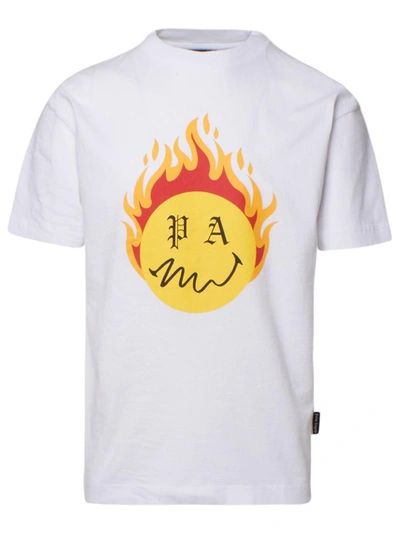 Shop Palm Angels White Burning Head T-shirt