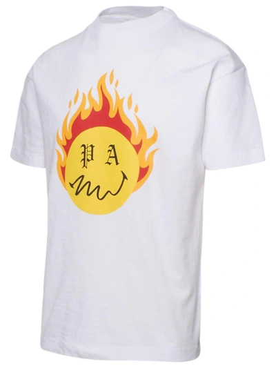 Shop Palm Angels White Burning Head T-shirt