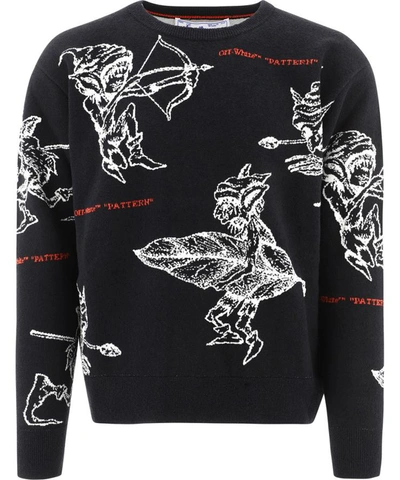 Shop Off-white "elves" All-over Sweater In Black  