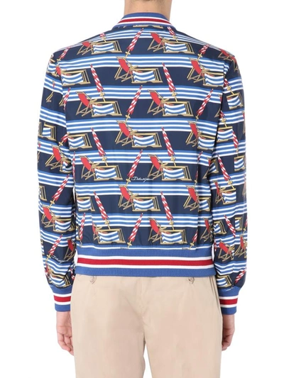Dolce & Gabbana All Over Print Bomber Jacket In Blue