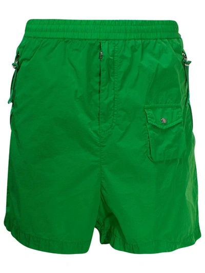 Shop Moncler Genius Green Bermuda Shorts