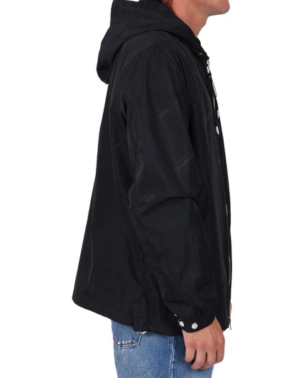 Shop Burberry Lightweight Hooded Jacket In Black