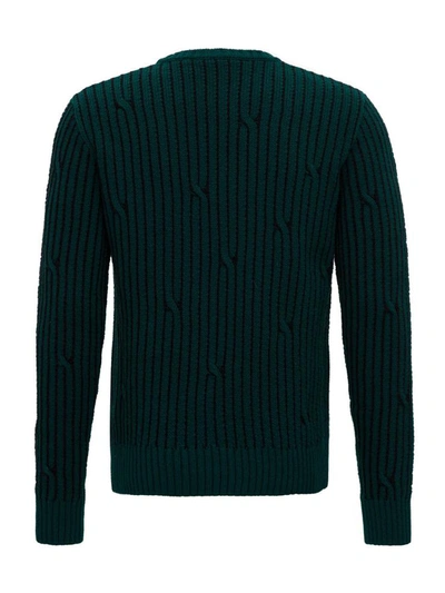 Shop Off-white Slim Fit Sweater With Logo In Green