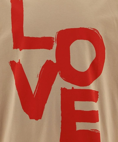 Shop Burberry "love" T-shirt In Beige