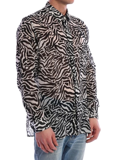 Shop Saint Laurent Tiger Print Shirt In Black