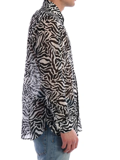 Shop Saint Laurent Tiger Print Shirt In Black