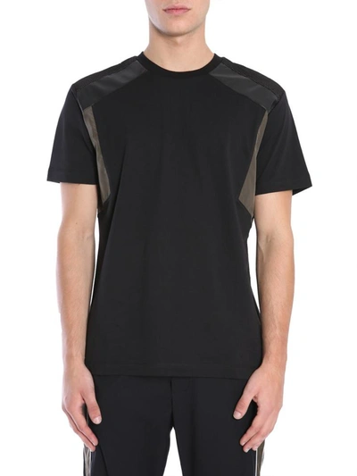 Shop Les Hommes Round Collar T-shirt In Black