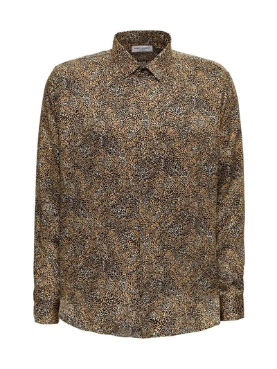 Shop Saint Laurent Leopard Shirt In Brown