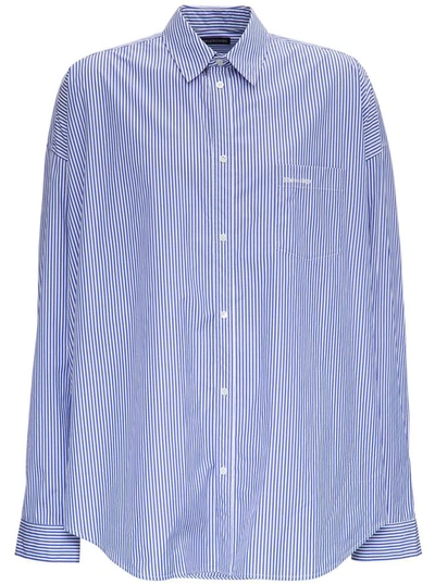 Shop Balenciaga Cocoon Swing Poplin Shirt In Blu