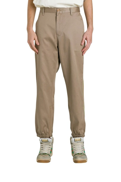 Shop Gucci Cotton Trousers With Stripes In Green