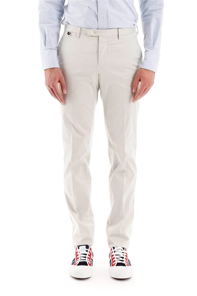 Shop Pt01 Slim Cotton Trousers In Ghiaccio