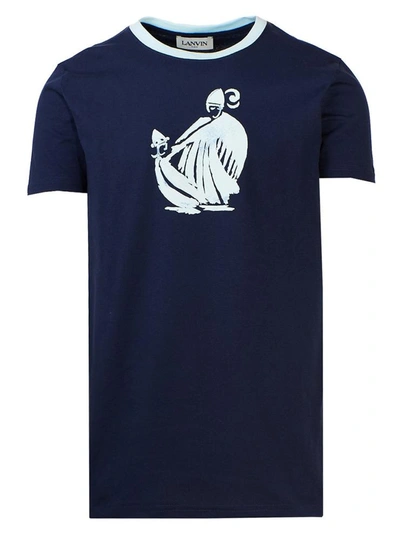 Shop Lanvin T-shirt Mother E Daughter Blu In Navy