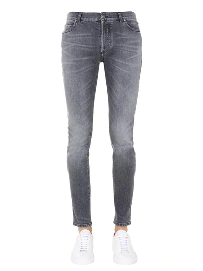 Shop Balmain Slim Fit Jeans In Grey