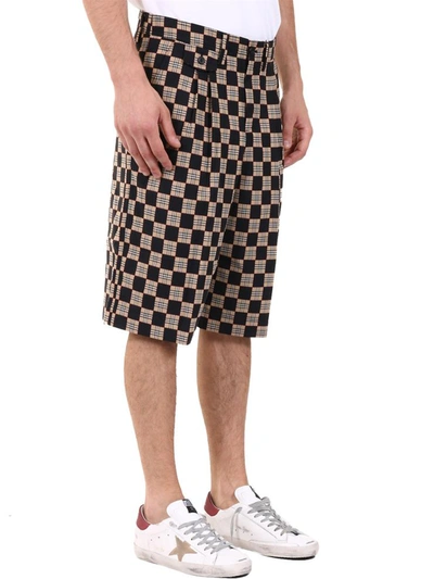 Shop Burberry Checkered Shorts In Black