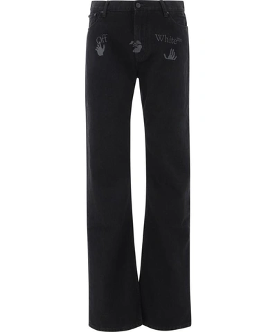 Shop Off-white "ow Logo" Denim Pants In Black  