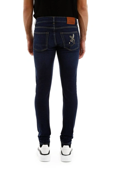 Shop Alexander Mcqueen Skinny Jeans In Blu Washed