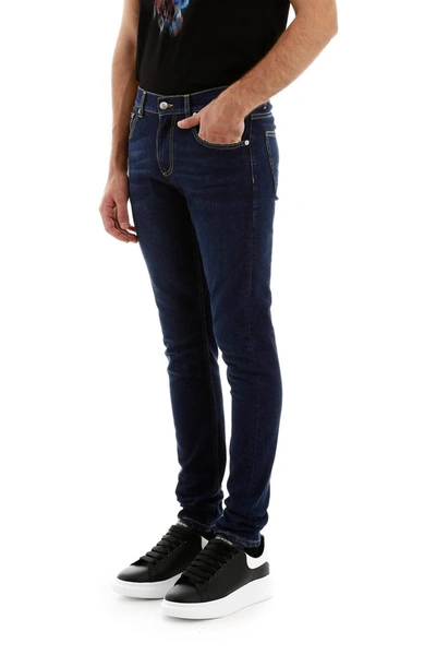 Shop Alexander Mcqueen Skinny Jeans In Blu Washed