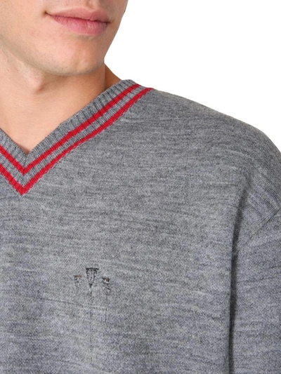Shop Maison Margiela Oversize Fit Sweater In Grey