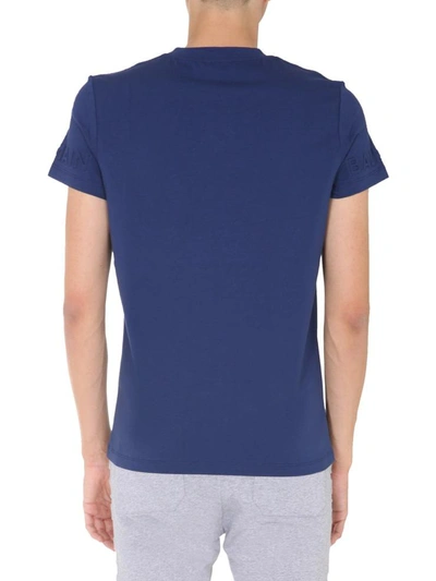 Shop Balmain Crew Neck T-shirt In Blue