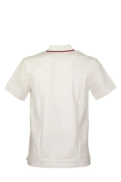 Shop Burberry Walton - Icon Stripe Placket Cotton Piqué Polo Shirt In White