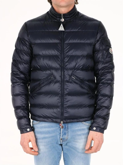 Shop Moncler Agay Down Jacket Blue