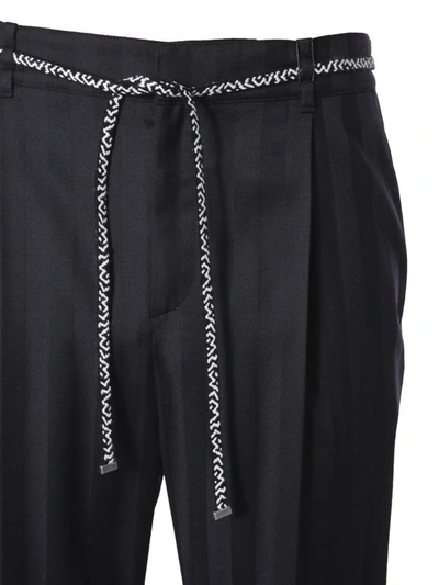 Shop Saint Laurent Striped Jogger Pants In Black